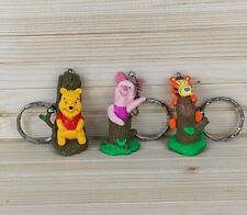 Disney Winnie The Pooh 2" Keyrings Bundle Of 3 Tree Trunk Tigger,Pooh And Piglet