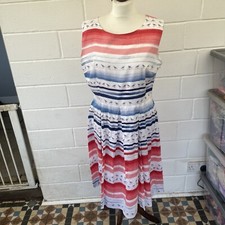 Laura Ashley Cotton Sleeveless Summer Dress Size 14 Fully Lined seaside summer