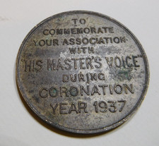1937 Medal To Commemorate Association with HMV Coronation George VI Gramophone