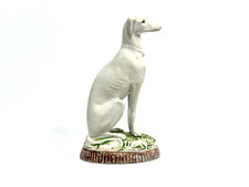 Antique Staffordshire Porcelain Bisque Whippet Greyhound Dog Figure
