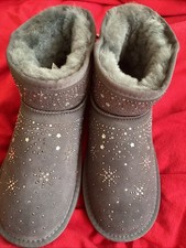 Bonova Sheepskin Boots Grey Sparkle New UK 7 EU 40 BNWT QVC