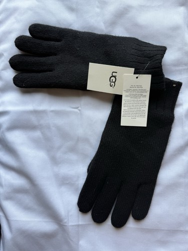 Ugg knit gloves black leather - ugg,