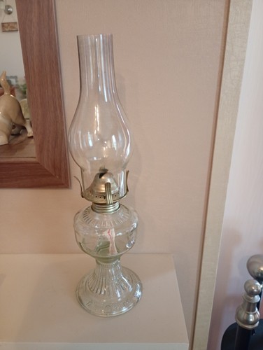 Vtg clear glass oil - vtg, lamp