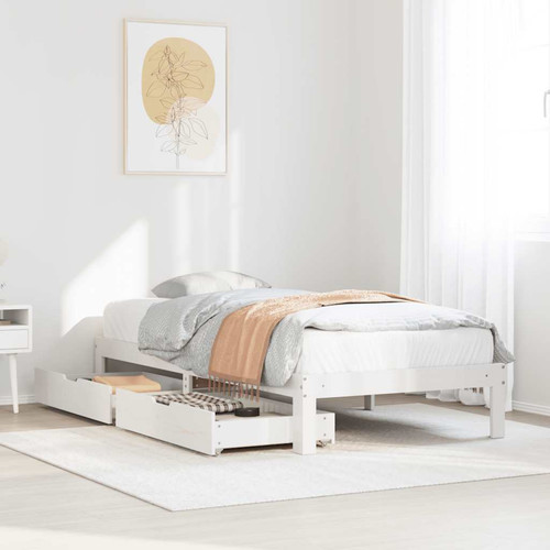 Bed frame solid pinewood white - frame,
