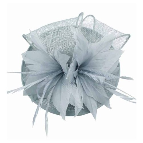 Silver grey sinamay feather - silver,
