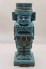 Vintage Aztec / Mexican Statue Coloso De Tula. Green Stone. 9 Inches High