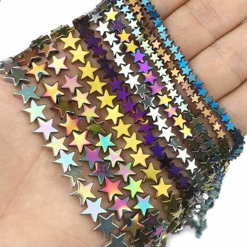 Gold silver star beads - silver,