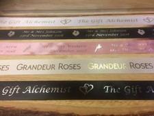 25mm Personalised Printed Ribbon Double Satin Wedding Anniversary  Cake, Flowers