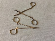 2 pairs stainless steel fish disgorgers/unhooking pliers, 1 curved, 1 straight