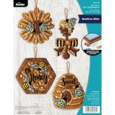 Bucilla Felt Ornaments Applique Kit Set of 4 - Beehive Bliss 89727E