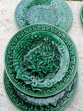 Antique Green Majolica Plates