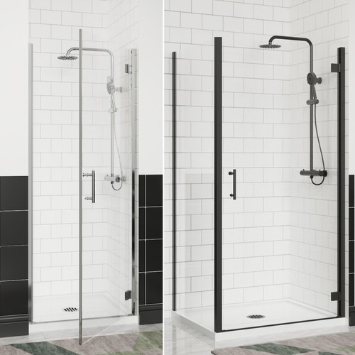 Chrome black hinged door - chrome,