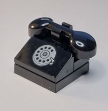 Lego - Retro Traditional  Black House / Office Landline Rotary Dial Phone  - NEW