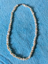 Vintage Silver Screw Clasp Baroque Pearl Necklace 18.5"