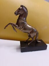 Solid Brass/ Bronze Greek Horse Sculpture, Antique Set On Marble (Note: Base...