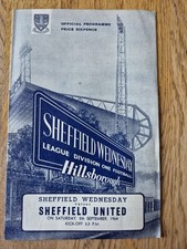 1964/65 Sheffield Wednesday V Sheffield United Football Programme Division 1 VGC