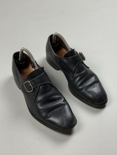 Crockett & Jones Grosvenor Black Leather Monk Strap Formal Shoes Size UK 7.5