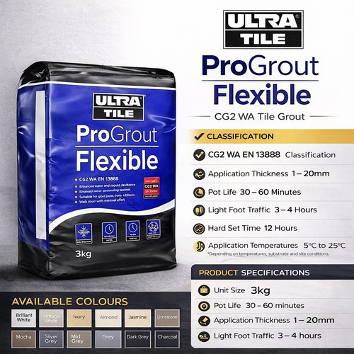 Ultra tile progrout - progrout, flexible