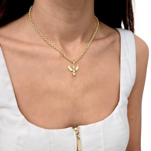 9ct gold angel pendant on - angel,