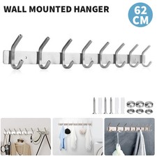8 Hooks Coat Hooks Heavy Duty Wall Mounted Stainless Steel Hanger Rack Holder UK