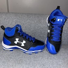Under Armour Baseball Cleats / Shoes - Size UK 1.5 - Blue & Black 