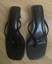 Ladies next forever comfort black square heel toe sandal shoes size 5 NWT