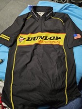 RARE Dunlop Motorcycle Tires Logo Polo Golf Shirt 1/4 Zip Black Men's Small