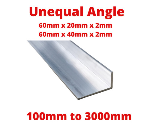 Aluminium unequal angle - unequal, size