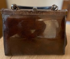 1960’s vintage Jane Shilton toffee brown patent leather handbag rare find