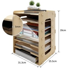 7 Tiers Wooden Office Filing Tray A4 Document Holder Desk Tidy Letter Organizer