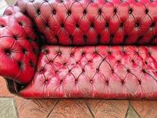 Chesterfield Leather Sofa and Chair Set Oxblood Red, 3-Seater