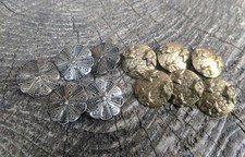 2x Sets Vintage Floral Shank Buttons Silver/Gold Tone Costume Dressmaking