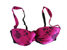 Closer With E-Vie Pink Mix Underwired Padded Floral Satin Balcony Bra UK 34C