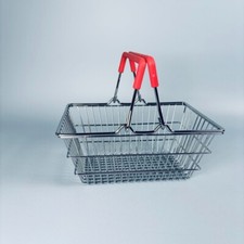 CHILDS WIRE SHOPPING BASKET SUPERMARKET KIDS PRETEND PLAY TOY PINK HANDLES