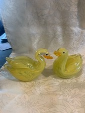 Vintage art Glass yellow hand