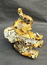 LA VIE COLLAGE SAFARI ANIMAL PRINT PATCHWORK DECOUPAGE CERAMIC ELEPHANT ORNAMENT