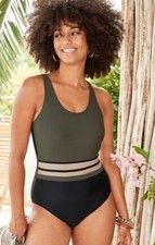 NWOT LADIES MULTI COLOURED SWIMMING COSTUME BY COTTON TRADERS SIZE 22