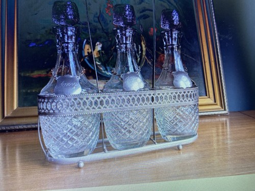 Bottle cut glass - bottle, glass/silver