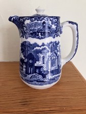 Lovely Vintage George Jones & Sons Abbey 1790 Blue & White Coffee Pot Water Jug.