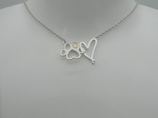 Welsh Clogau Sterling Silver & 9ct Rose Gold Pawprints Necklace