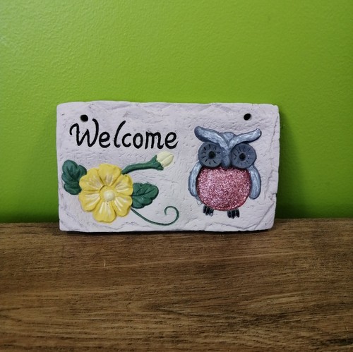Welcome owl garden stone - welcome,