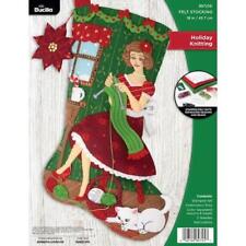 Bucilla 18" Felt Christmas Stocking Kit - Holiday Knitting 89725E