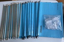 Blue Foolscap Hanging Suspension Files Tabs Cabinet Filing Folders 