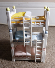 Sylvanian Family Triple Bunk Beds With Both Ladders And Removable Bedding