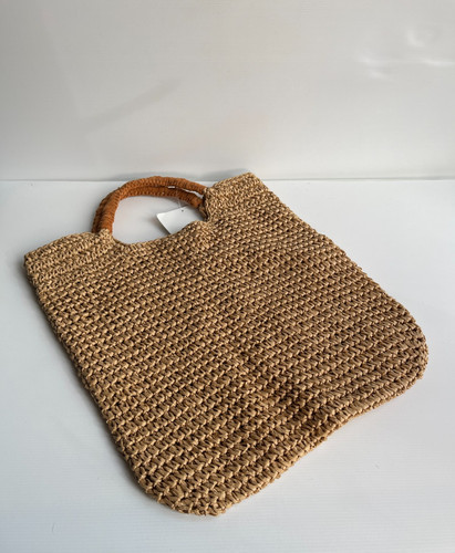 Woven straw tote - bag, new