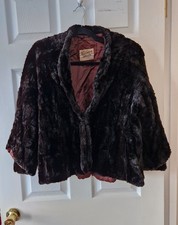 Ladies Vintage THURMAN & MALIN Of Derby Dark Brown Real Fur Short Wrapper Coat