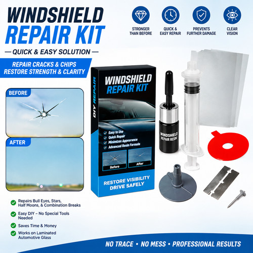 Car windscreen chip - repair, kit