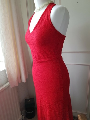 Red lace dress handmade - ,