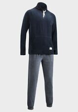 Men's Two-Piece Velvet Navy and Grey Loungewear Tracksuit