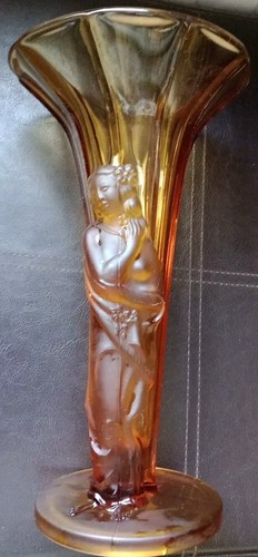1930 czech amber glass vase - 1930,